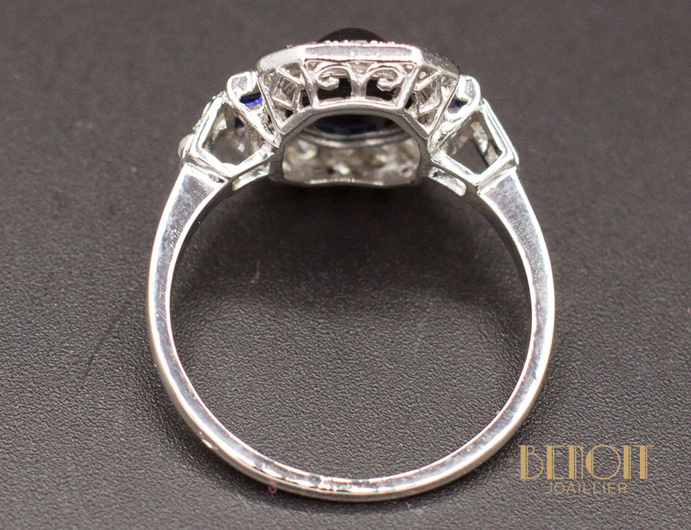 Bague Art Déco Saphirs Diamants - Image 5