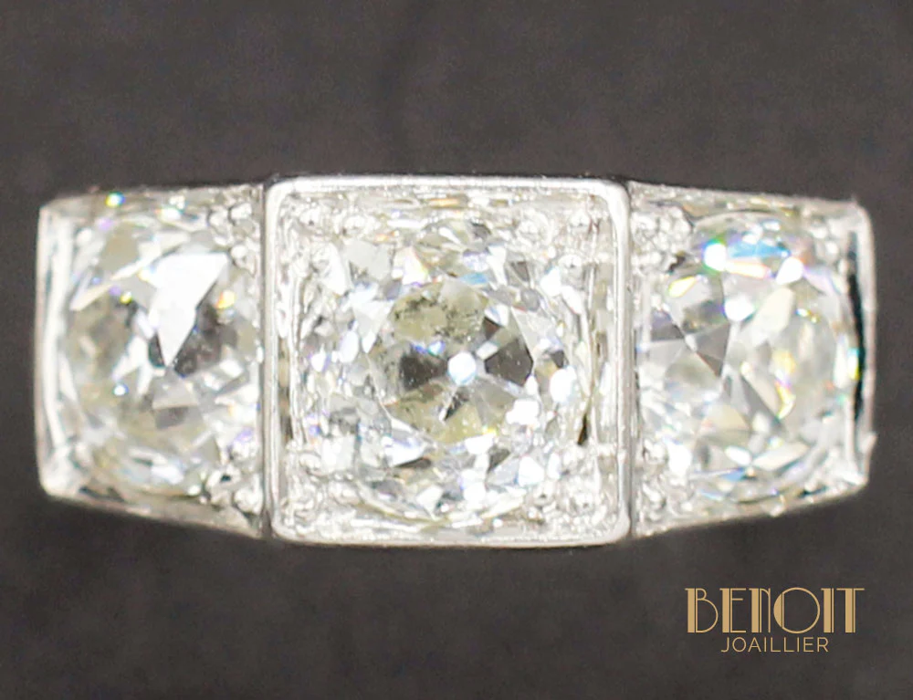 Bague Art Déco Trilogie Diamants - Image 3
