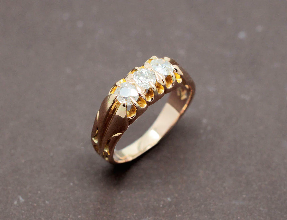 Bague Art Nouveau 3 Diamants