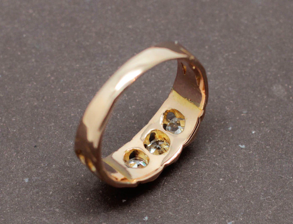 Bague Art Nouveau 3 Diamants - Image 6