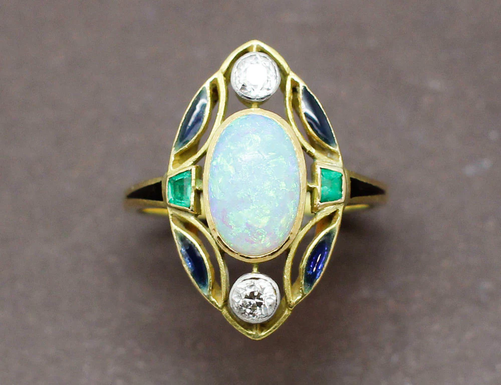 Bague Art Nouveau Opale Signée Dubret - Image 3