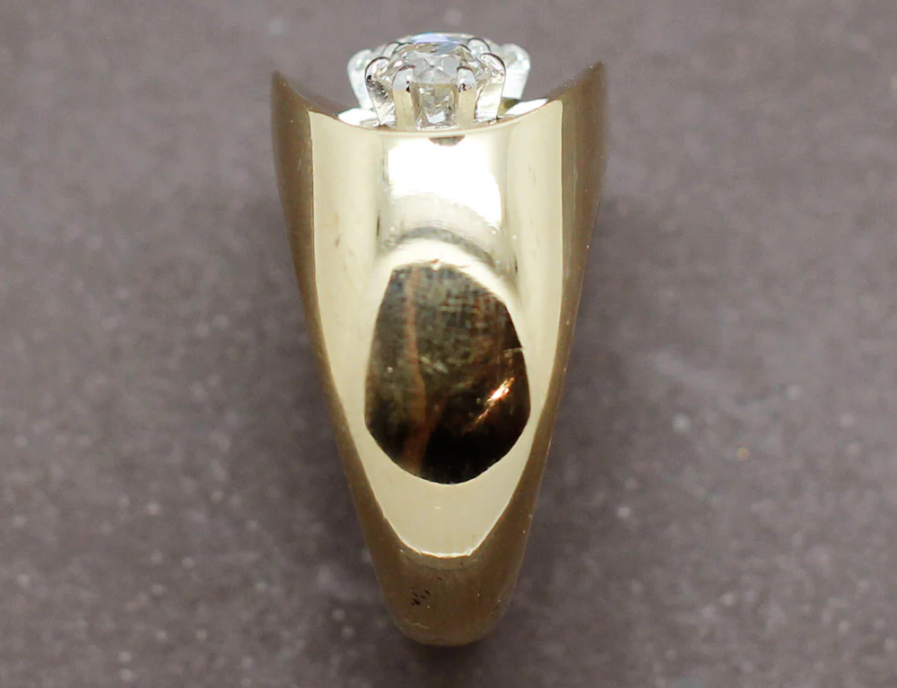 Bague "Baignoire" Or Jaune 3 Diamants - Image 4