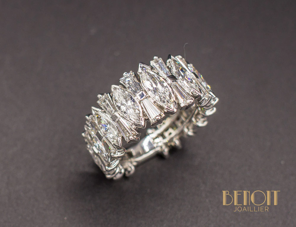 Bague Bandeau Diamants Navette