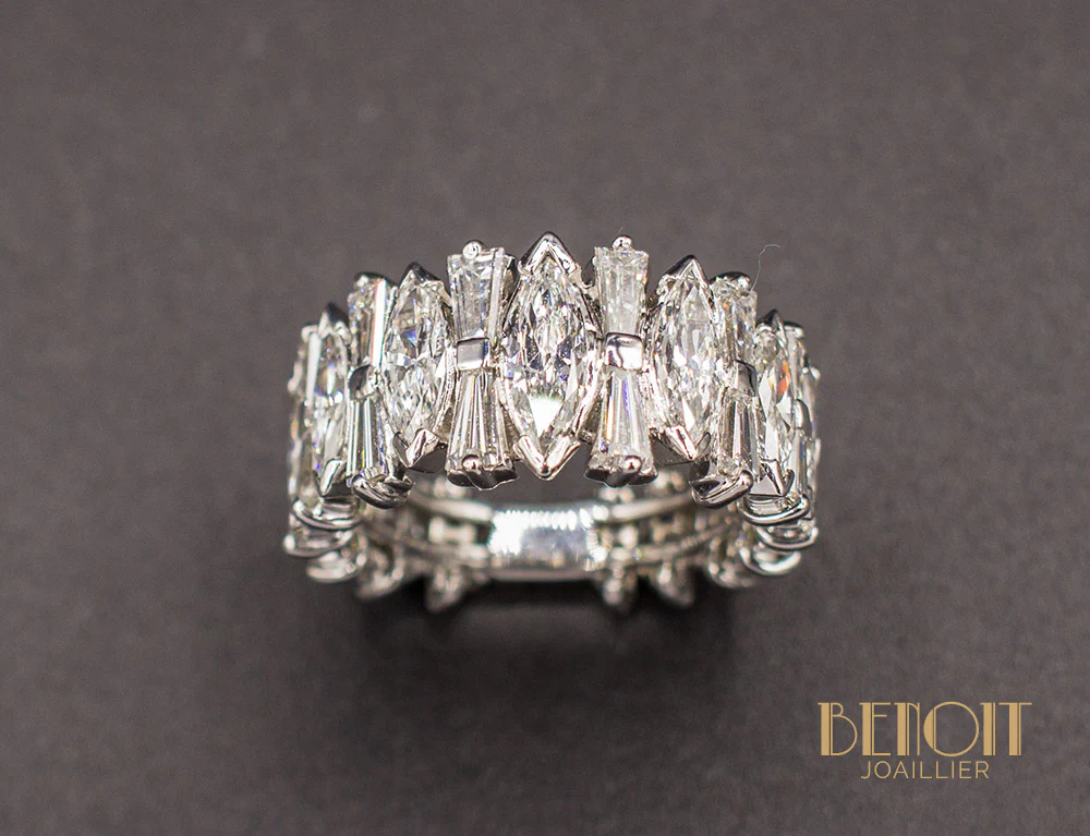 Bague Bandeau Diamants Navette - Image 2