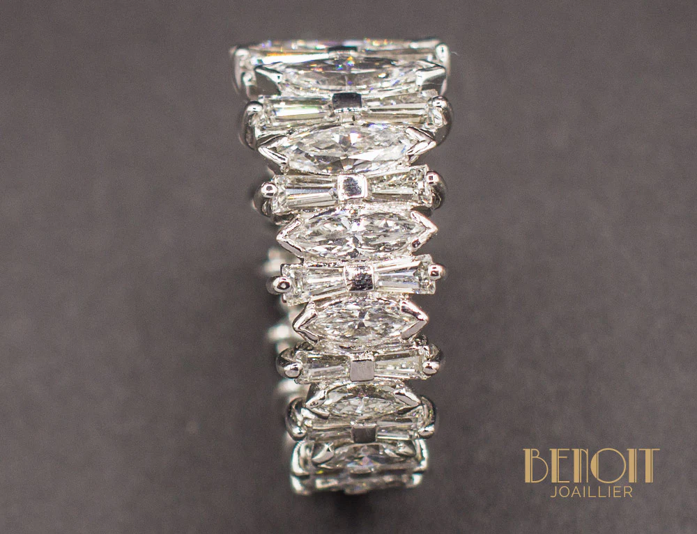 Bague Bandeau Diamants Navette - Image 4