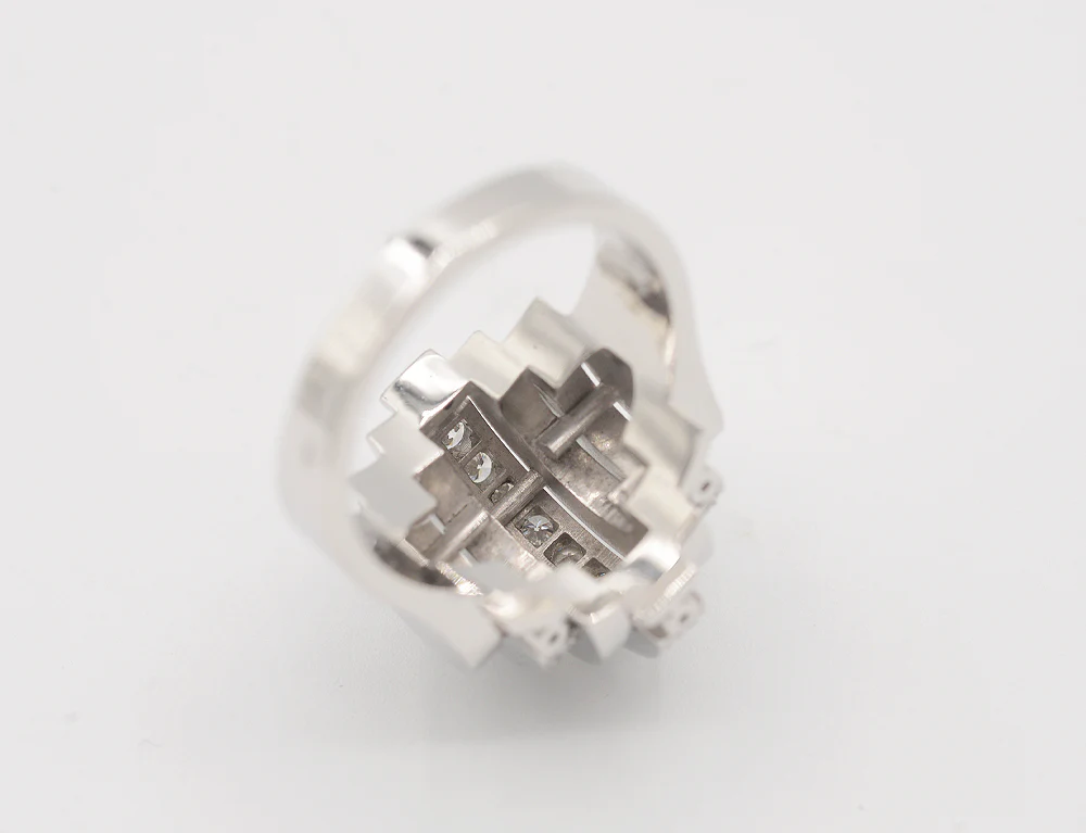Bague Benoit Joaillier "Godrons et Diamants" Or Blanc - Image 4