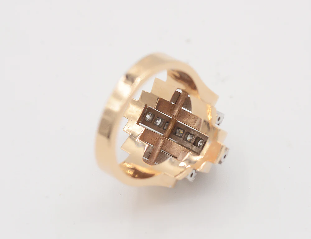 Bague Benoit Joaillier "Godrons et Diamants" Or Rouge et Blanc - Image 4
