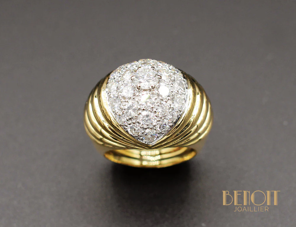 Bague Boule Or Jaune Diamants - Image 2