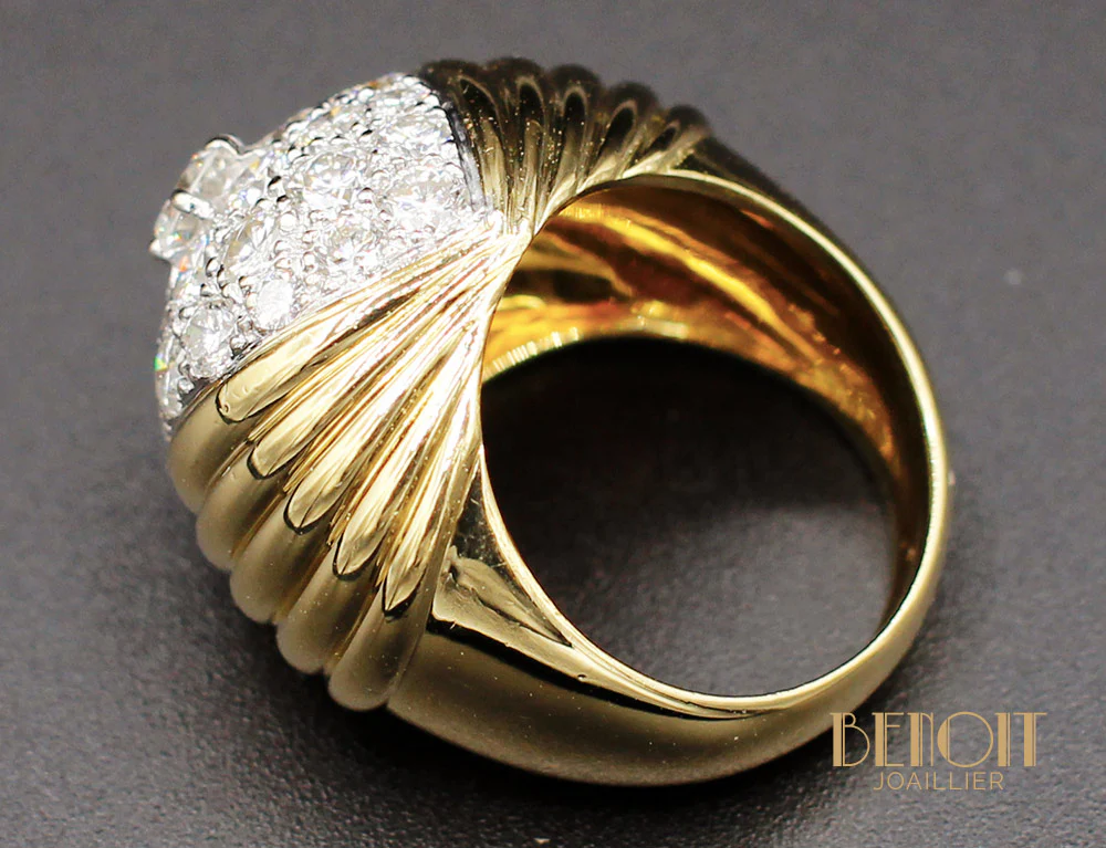 Bague Boule Or Jaune Diamants - Image 4