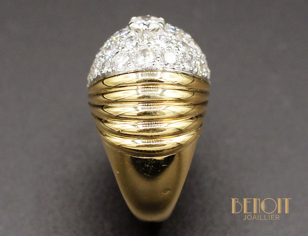 Bague Boule Or Jaune Diamants - Image 5