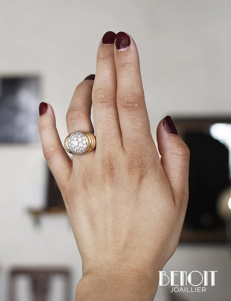 Bague Boule Or Jaune Diamants - Image 7
