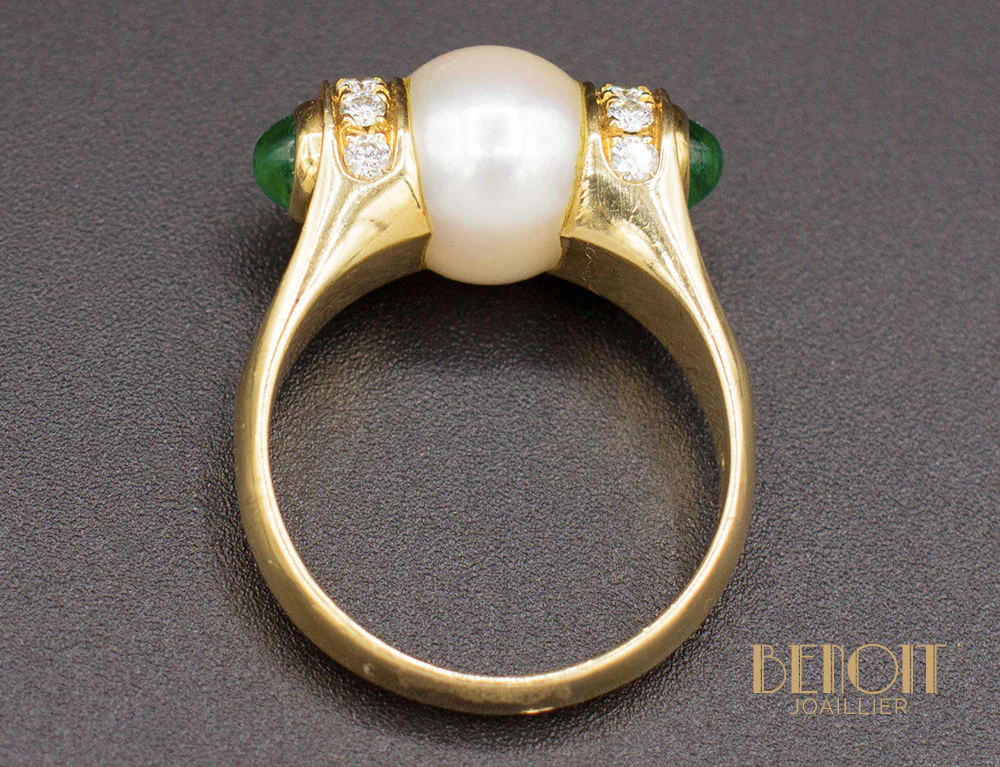 Bague BVLGARI Perle Emeraudes - Image 5