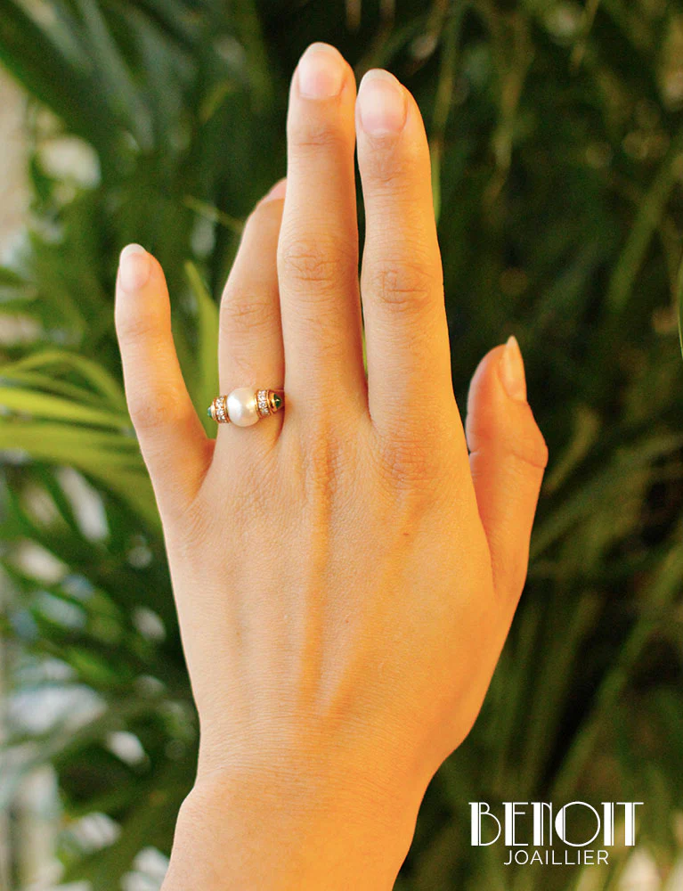 Bague BVLGARI Perle Emeraudes - Image 7