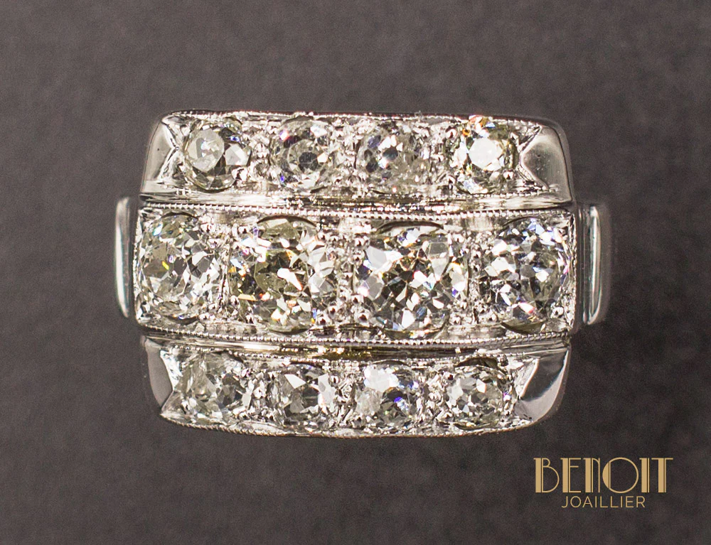 Bague Chevalière Art Déco Diamant - Image 3