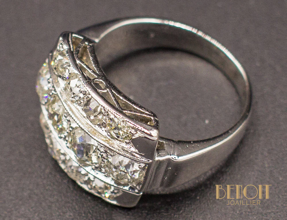 Bague Chevalière Art Déco Diamant - Image 4
