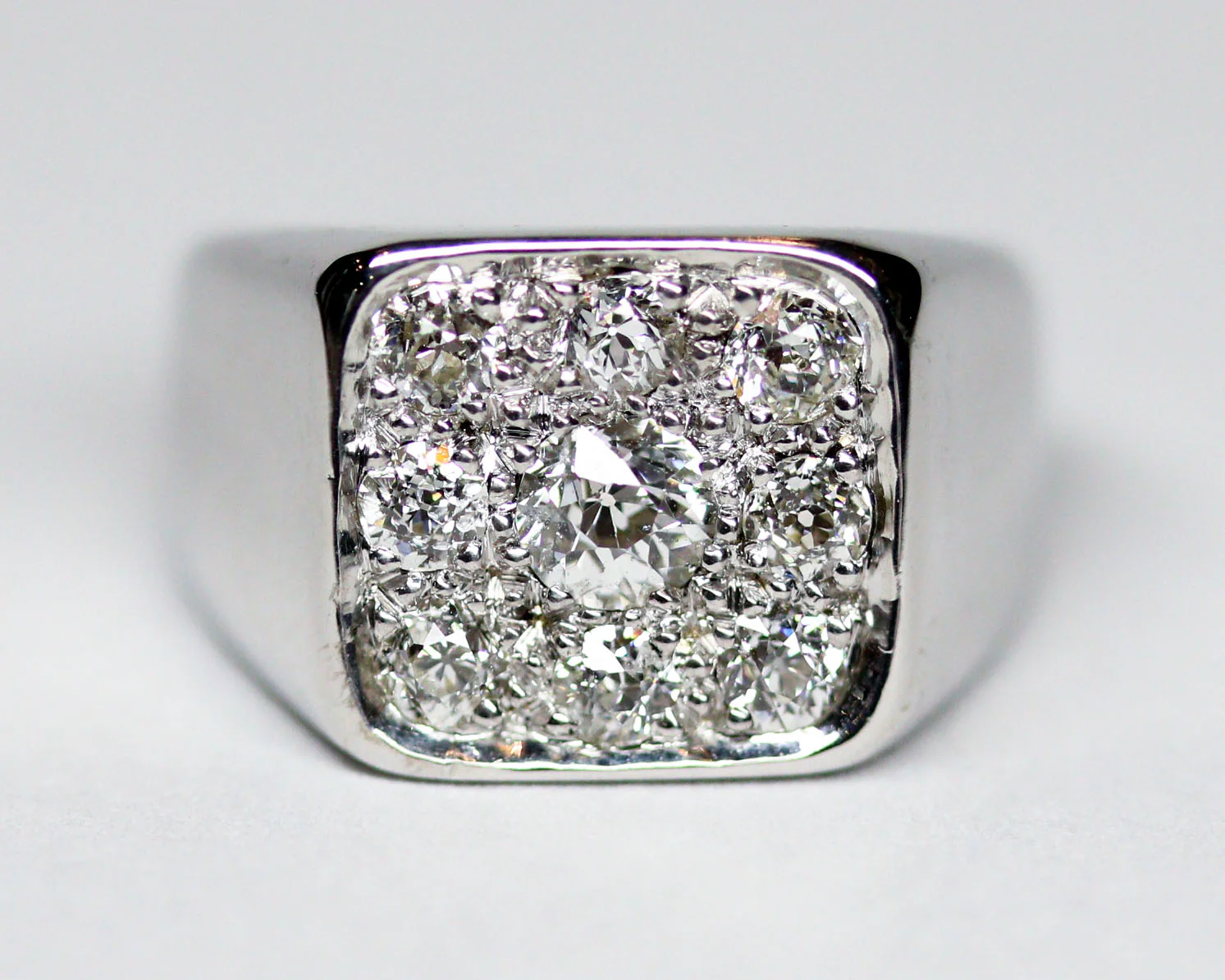 Bague Chevalière Or blanc Diamants - Image 5