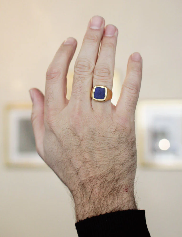 Bague Chevalière Rotary Club Lapis Lazuli et Or Jaune - Image 11