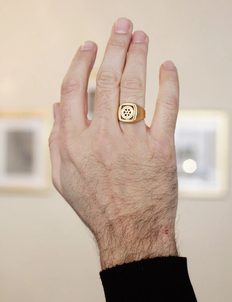 Bague Chevalière Rotary Club Lapis Lazuli et Or Jaune - Image 12