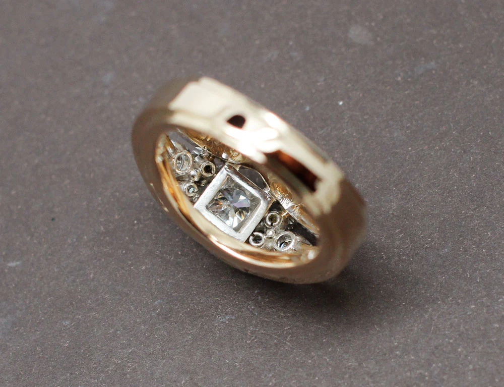 Bague Cocktail 1950 Or Jaune Diamants - Image 6