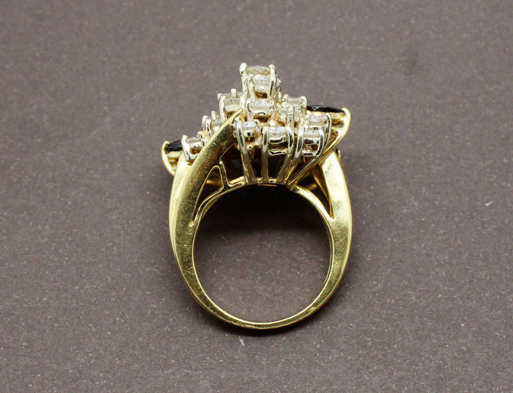 Bague Cocktail Diamants et Saphirs - Image 5