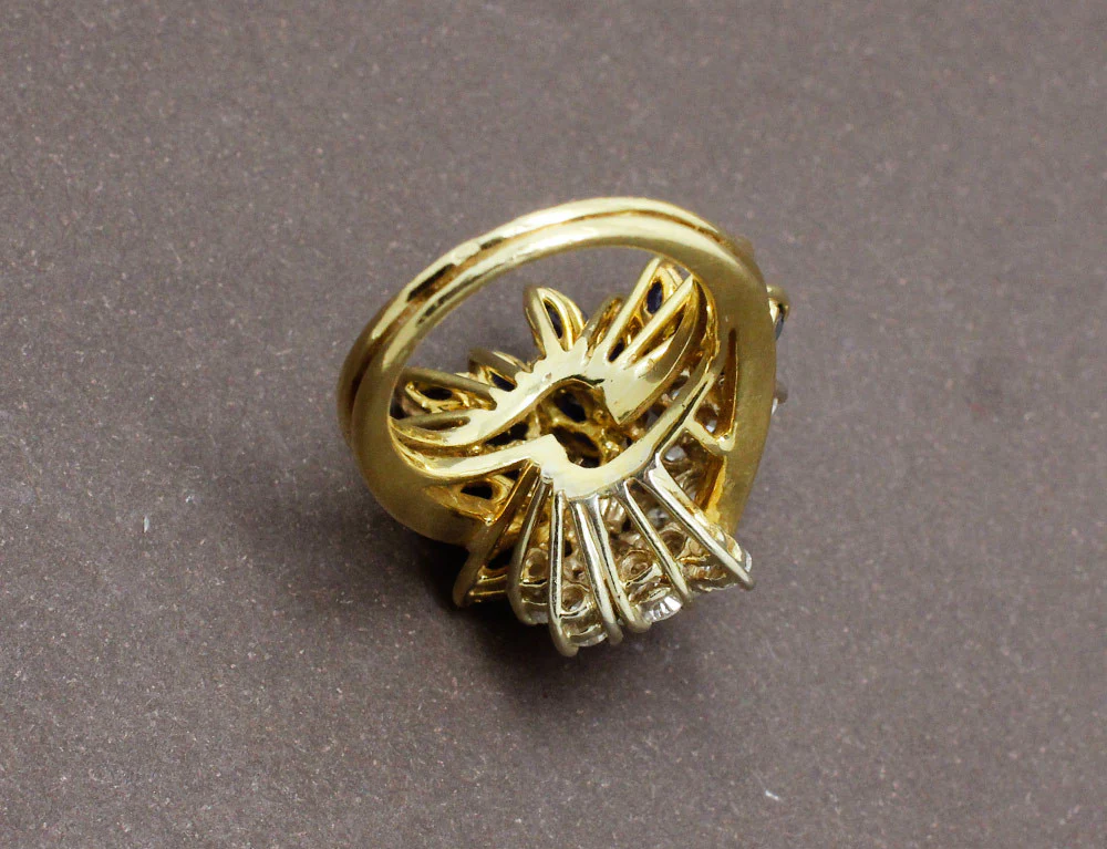 Bague Cocktail Diamants et Saphirs - Image 8