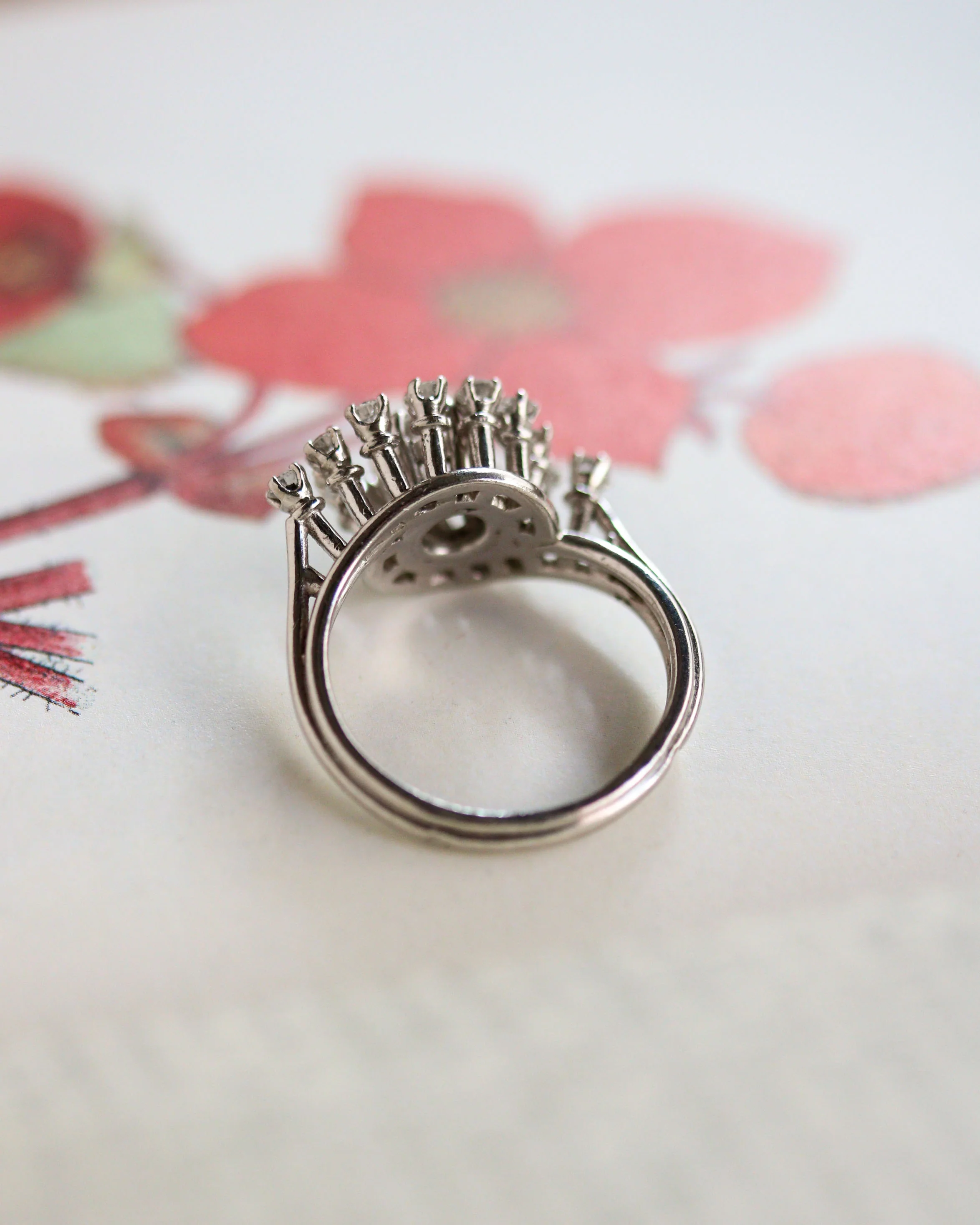 Bague Cocktail Diamants Or et Platine - Image 3