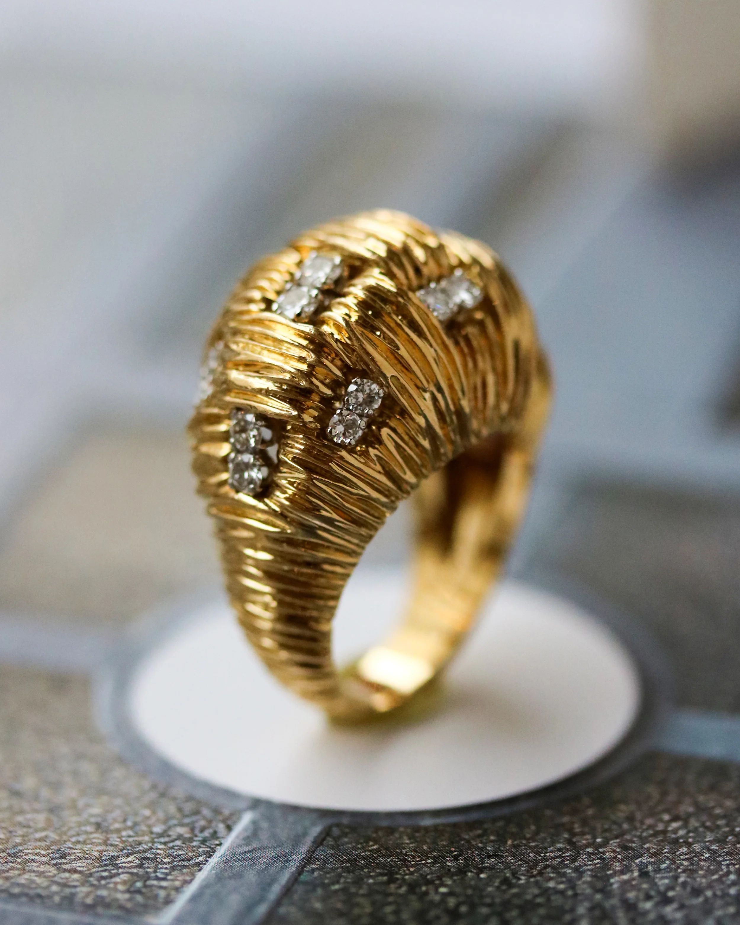 Bague Dôme Or Jaune et Diamants