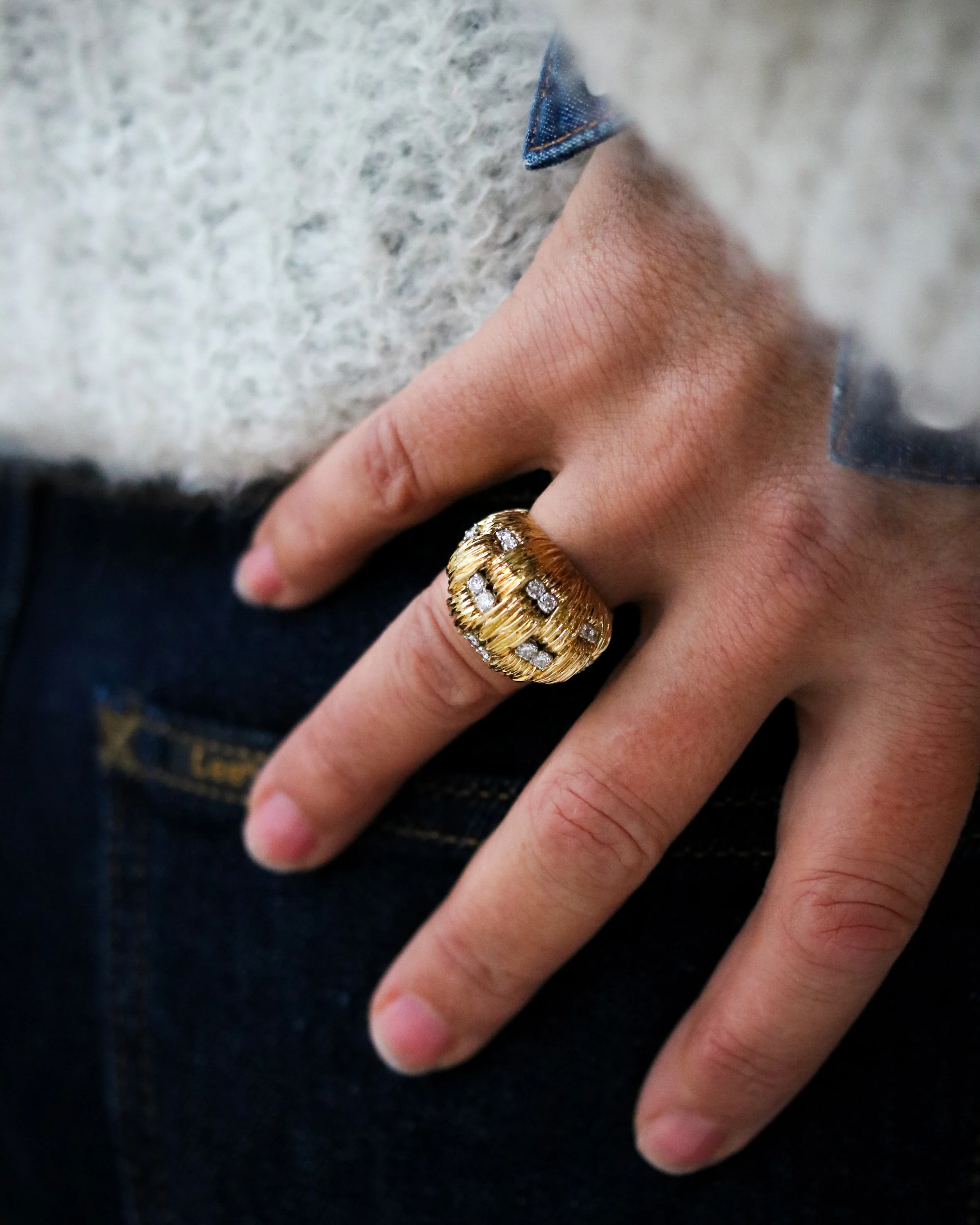 Bague Dôme Or Jaune et Diamants - Image 3