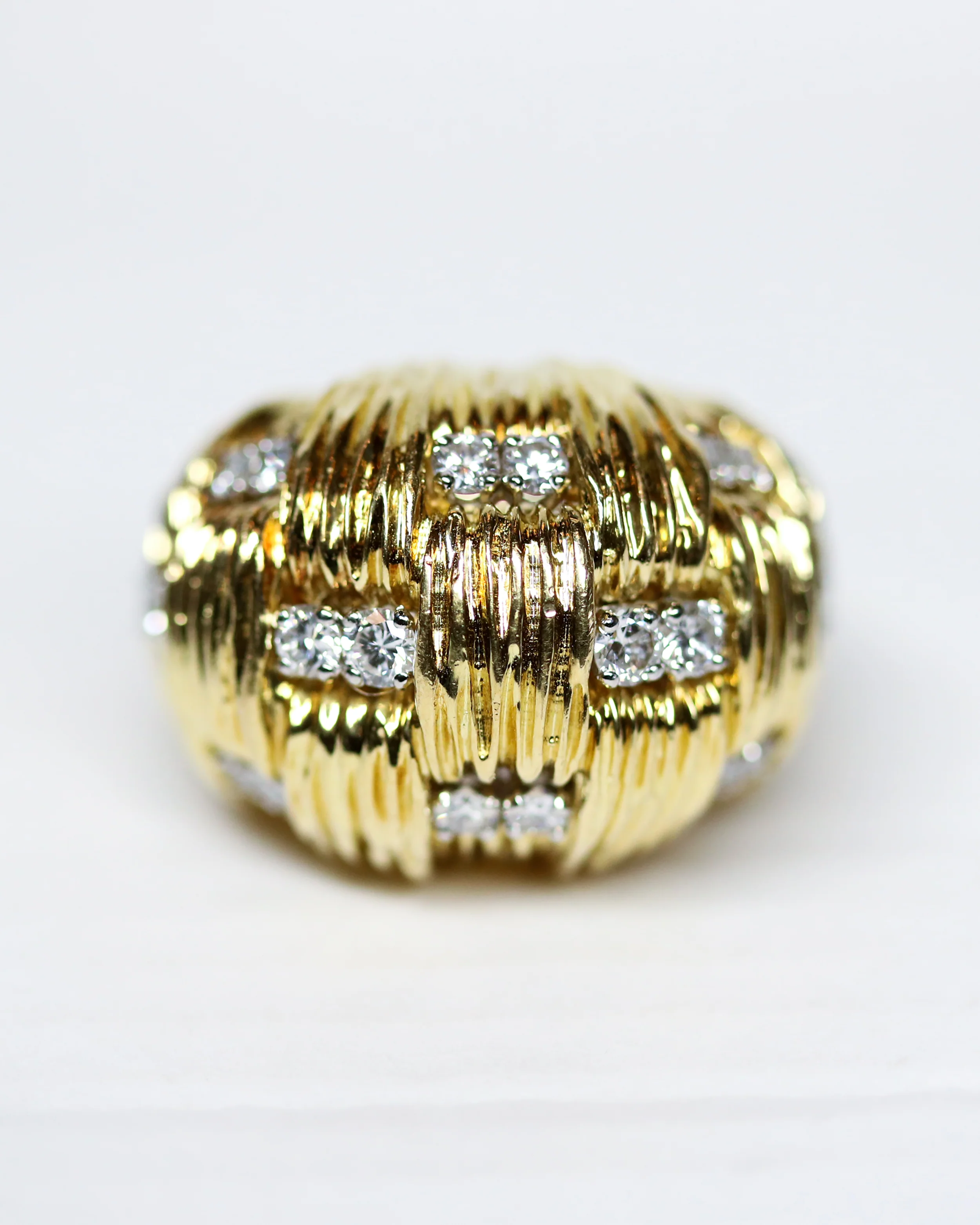 Bague Dôme Or Jaune et Diamants - Image 9