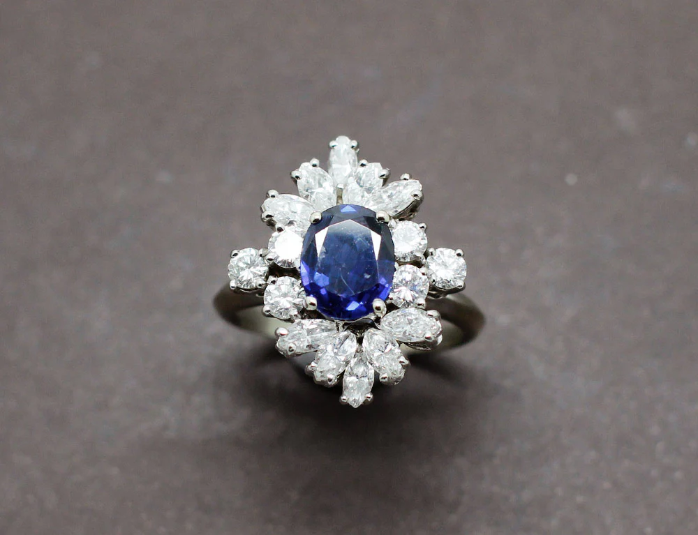 Bague Cocktail Saphir Diamants - Image 2
