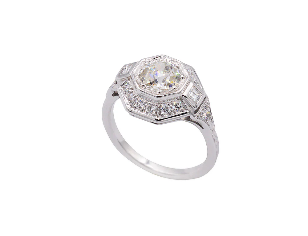 Bague Création Benoît Joaillier "Art Déco Palmettes Gravées" Diamant - Image 3