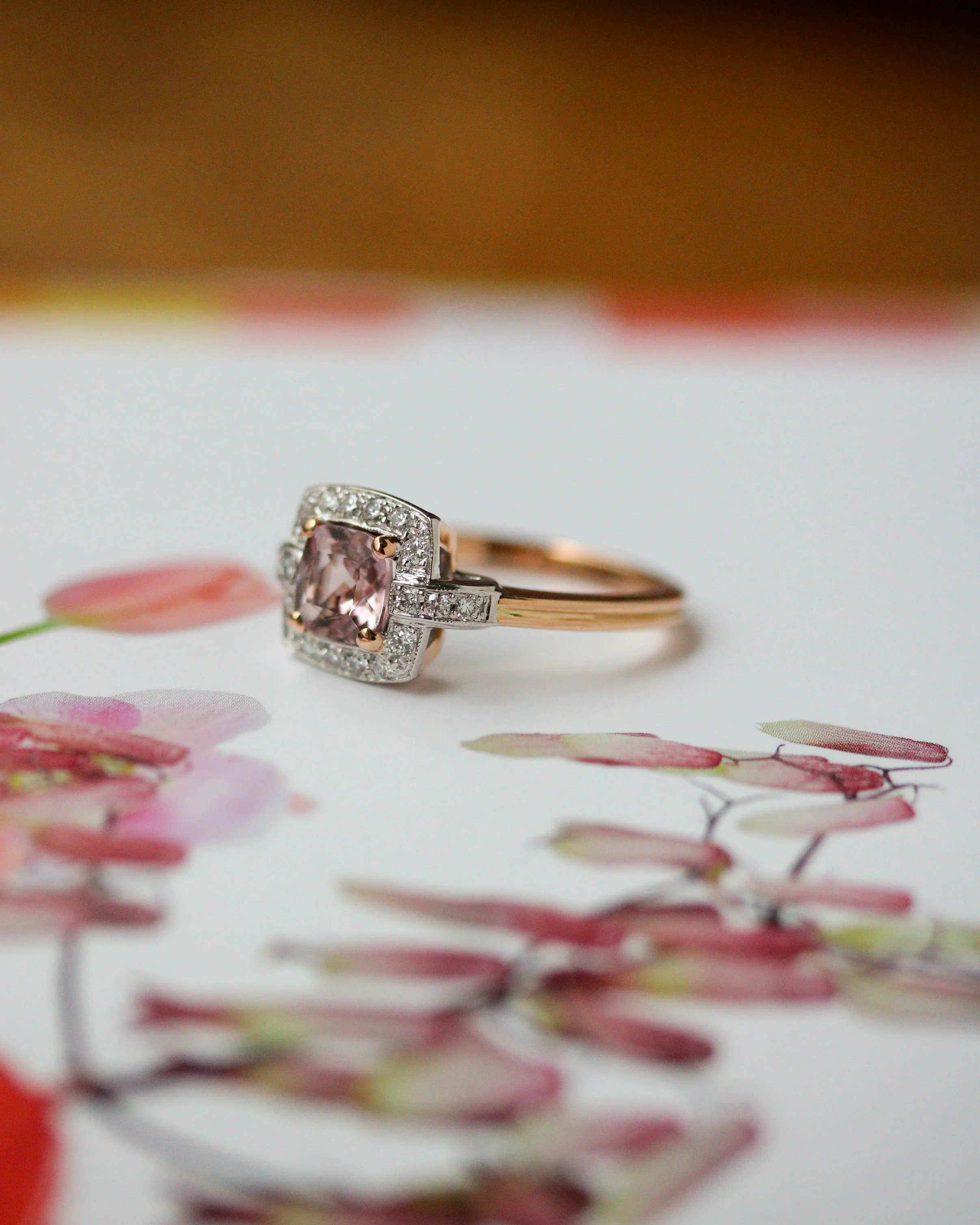 Bague Création Benoit Joaillier "Carré Art Déco" Tourmaline rose - Image 5