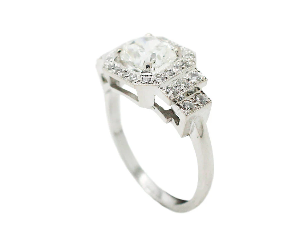 Bague Création Benoit Joaillier "Classique Art Déco" Diamant Coussin - Image 3