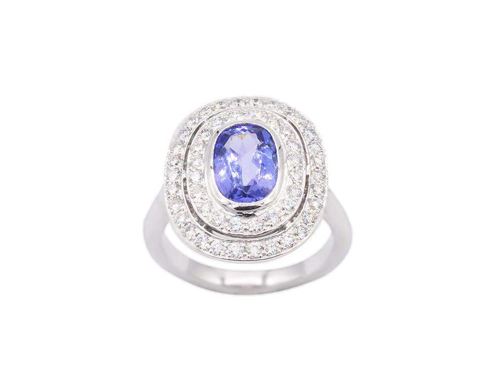 Bague Création Benoît Joaillier "Double Entourage" Tanzanite - Image 2