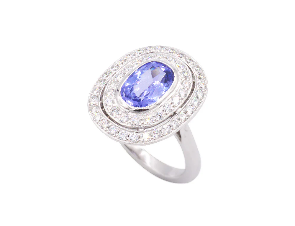 Bague Création Benoît Joaillier "Double Entourage" Tanzanite - Image 3