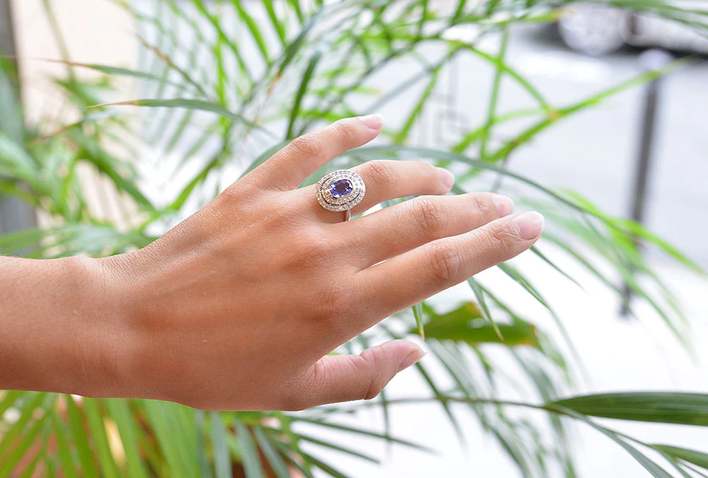 Bague Création Benoît Joaillier "Double Entourage" Tanzanite - Image 5