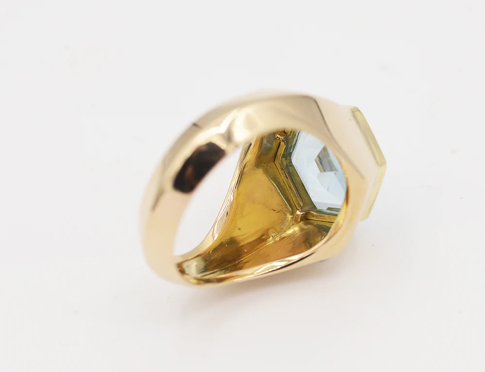Bague Création Benoit Joaillier "Jonc Hexagonal" Topaze Bleue 4,20 cts - Image 4