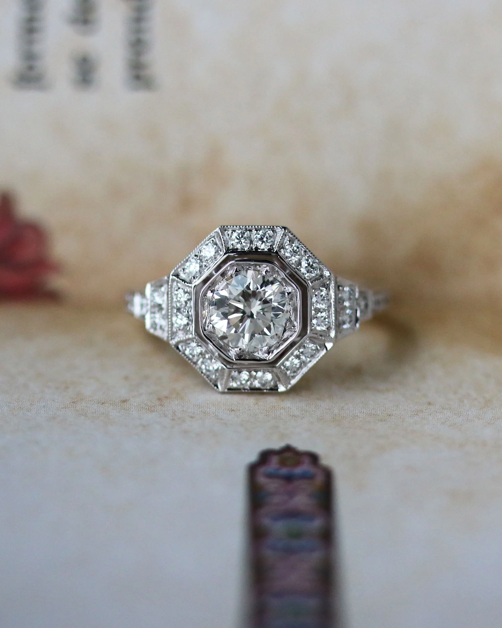 Bague Création Benoit Joaillier "Octogonale" Diamant 0.83 ct taille brillant - Image 3