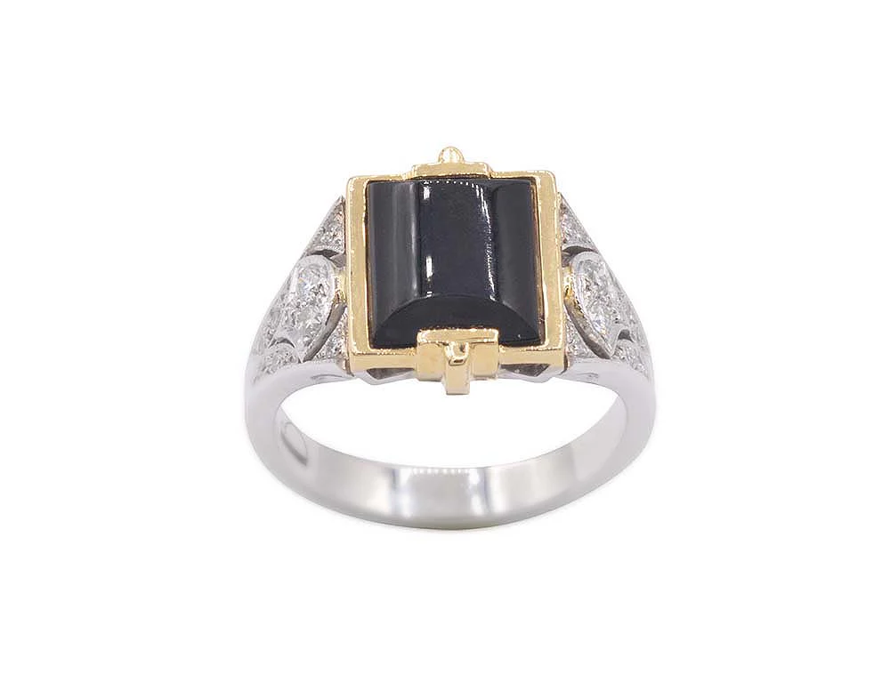 Bague Création Benoît Joaillier "Onyx Art Déco" - Image 2