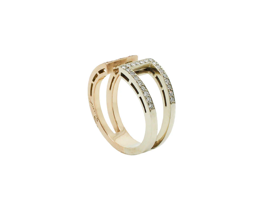 Bague Création Benoit Joaillier Or Rouge et Blanc - Image 3