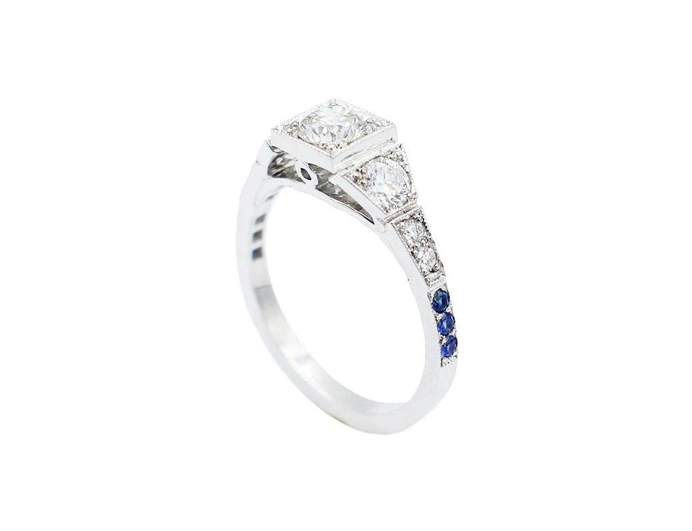 Bague Création Benoit Joaillier "Petite Jarretière Art Déco" Diamants Saphirs - Image 3