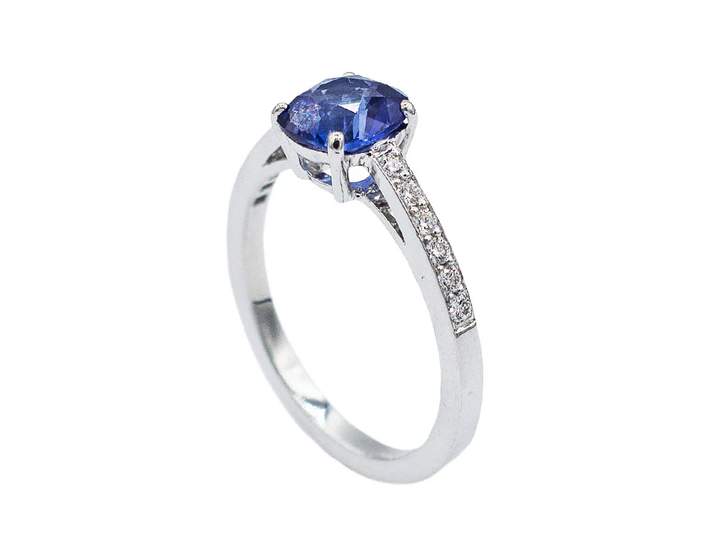 Bague Création Benoit Joaillier "Solitaire Coussin" Saphir Ceylan - Image 3