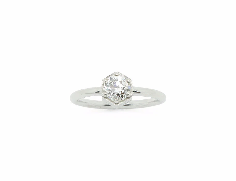 Solitaire Création Benoit Joaillier "Hexagone" Diamant 0,5ct - Image 2