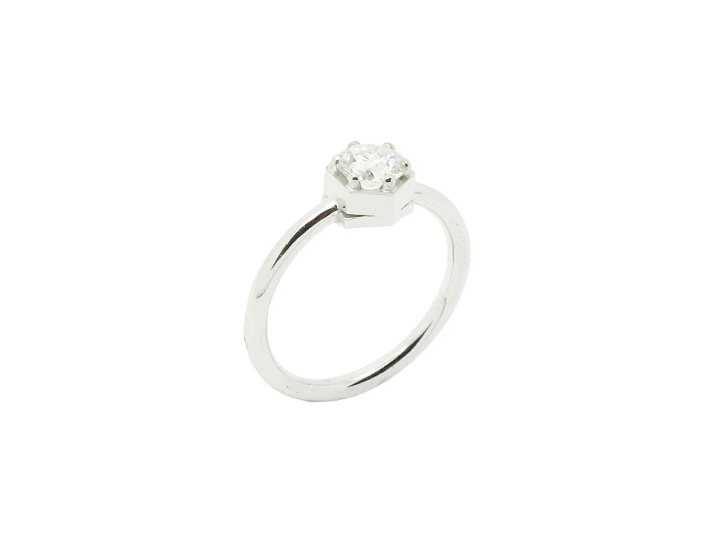 Solitaire Création Benoit Joaillier "Hexagone" Diamant 0,5ct - Image 3