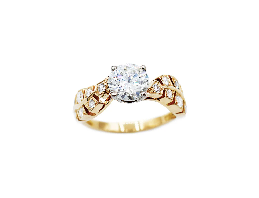 Bague Création Benoit Joaillier "Solitaire Plumes" Diamant 1ct F-VS1 - Image 2
