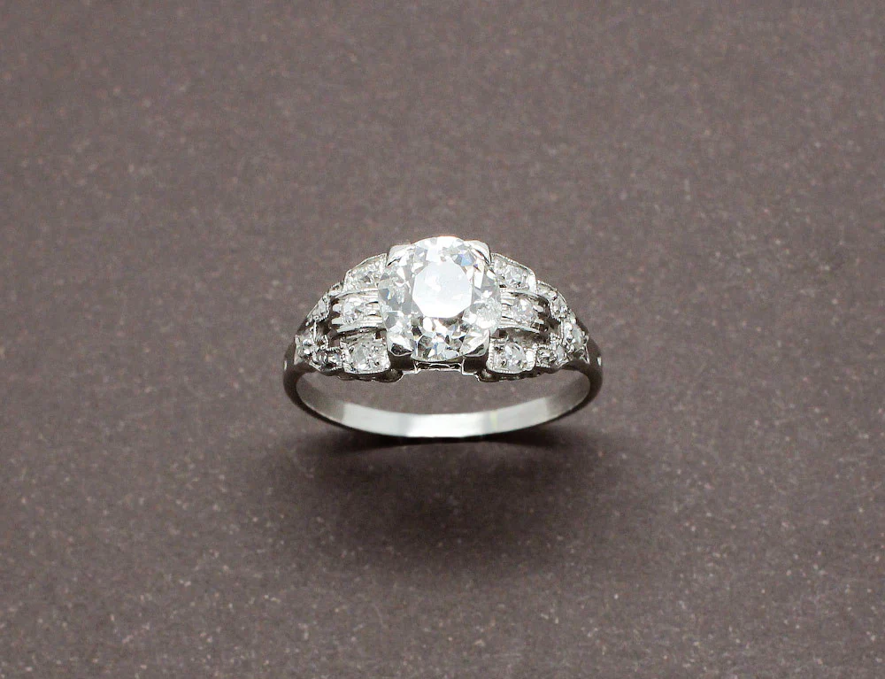 Bague de Fiançailles Art Déco Diamant et Or Blanc - Image 2