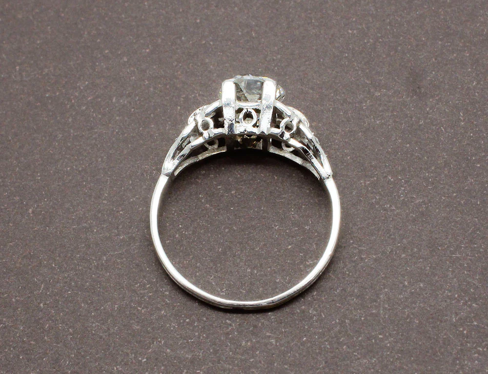 Bague de Fiançailles Art Déco Diamant et Or Blanc - Image 4
