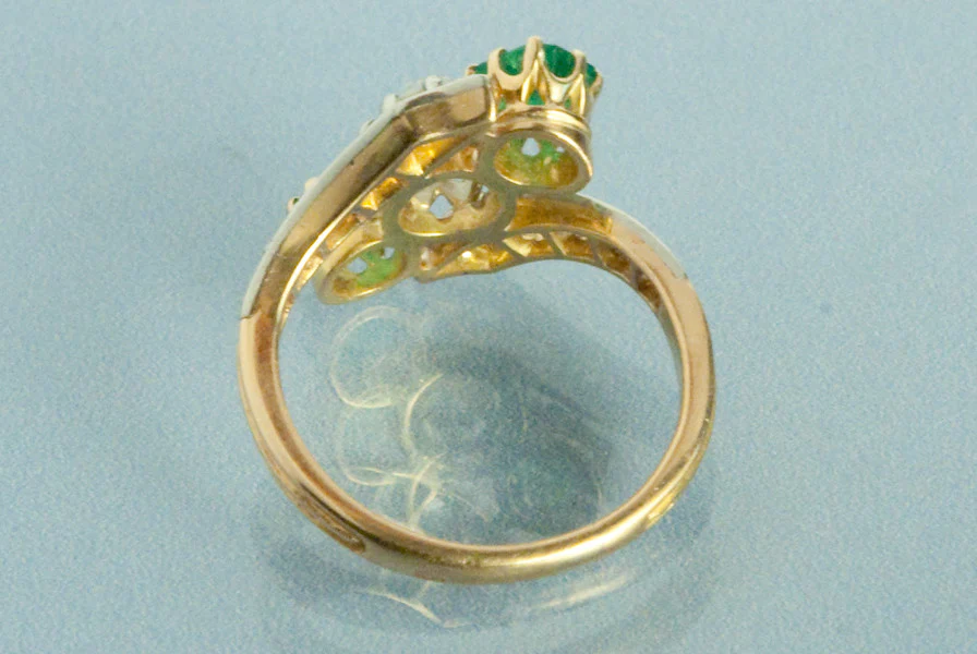 Bague Diamant Émeraude 1920 - Image 3