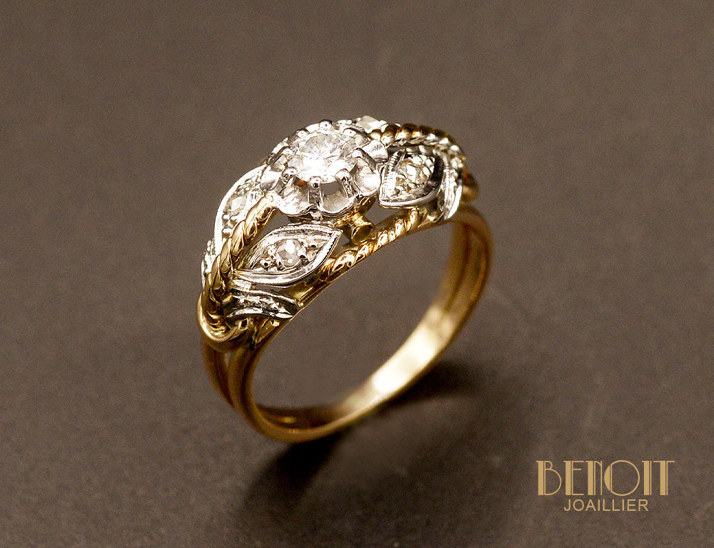 Bague Diamants torsades 1950
