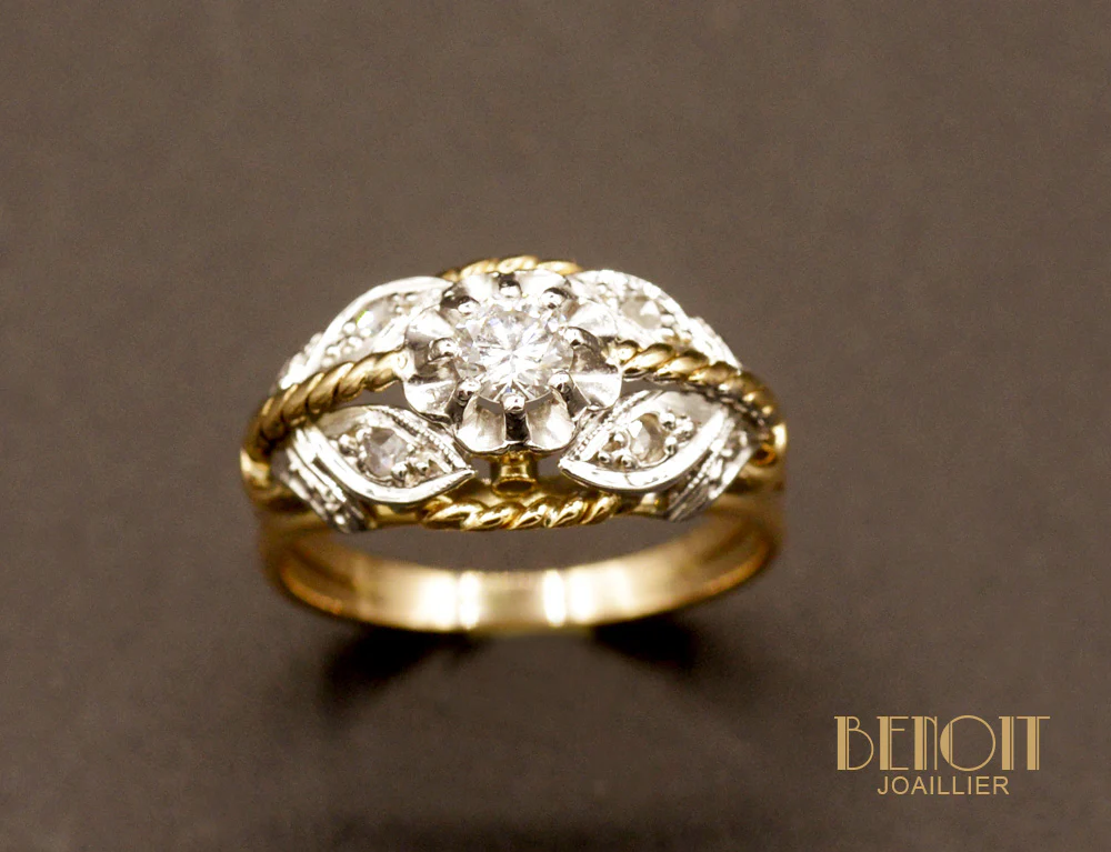 Bague Diamants torsades 1950 - Image 2